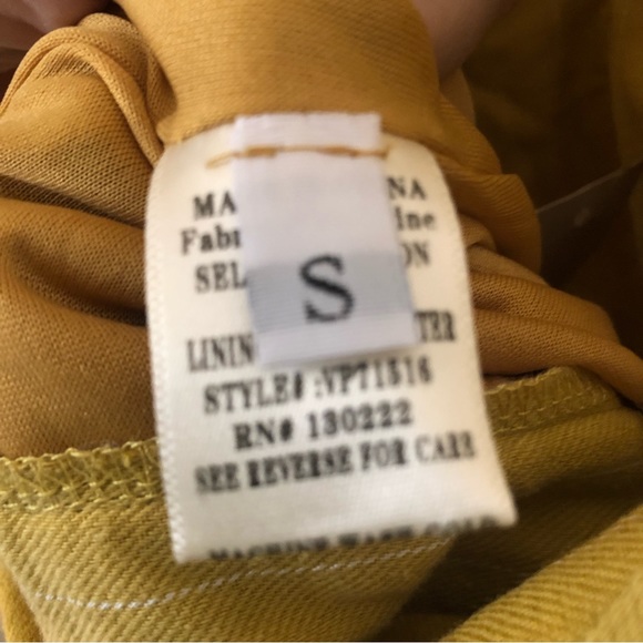 Emmer & Oat Jumpsuit Halter Pinstripes Mustard Cotton Blend Size Small Pockets - Picture 5 of 13